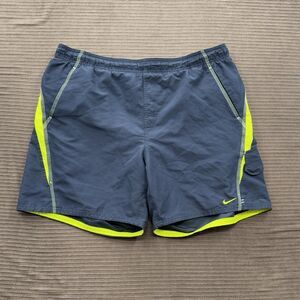 Nike‎ Short Men XL Blue Lime Green Mesh Lined Swim Beach Weekend Vacation.
